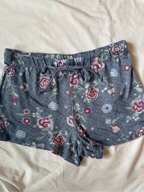 croft & barrow intimates blue-gray Floral Lounge Shorts size L